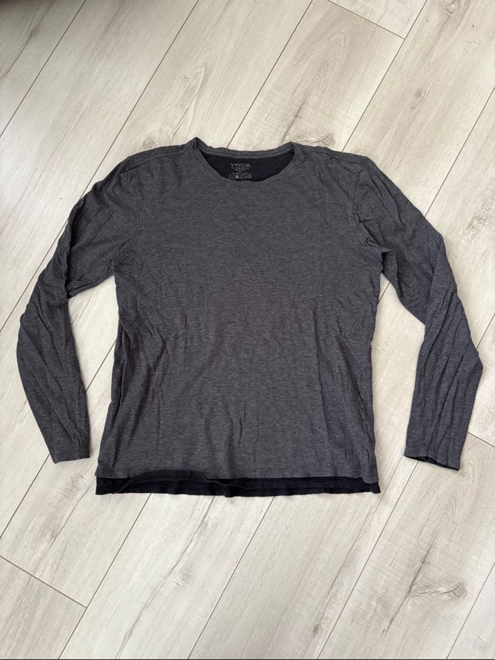 Vince Long-Sleeve Crew Neck Shirt - Charcoal